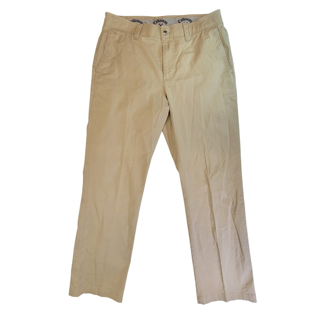 Callaway‎ Mens Golf Pants Beige Flat Front 34x30 Golf Activewear
